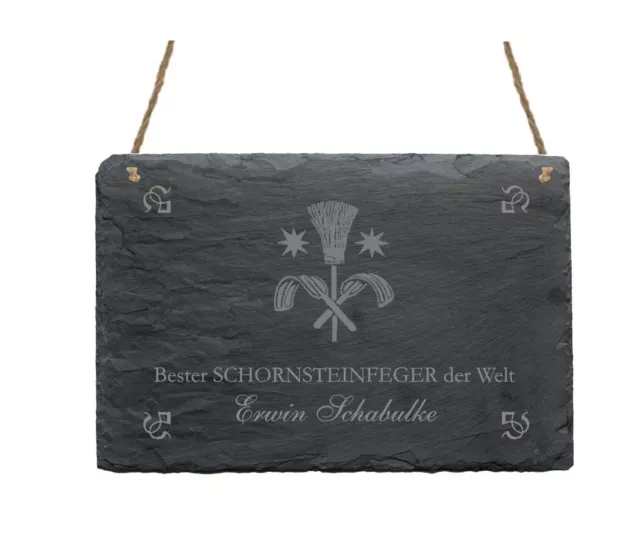 Schiefertafel BESTER SCHORNSTEINFEGER Wunschname Schiefer Schild Zunft 22x16cm