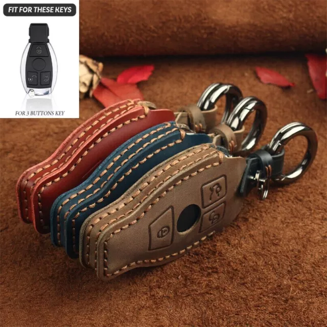Car Key Fob Case Cover Genuine Leather For Mercedes Benz CLA CLS CLK GLK GLA GLC