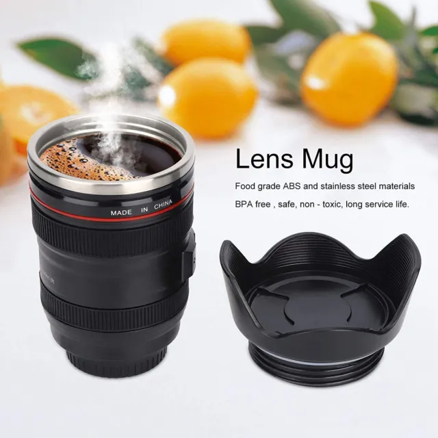 DSLR 24-105mm Camera Lens Cup Stainless Steel Coffee Tea Mug 400ML Drink Gift