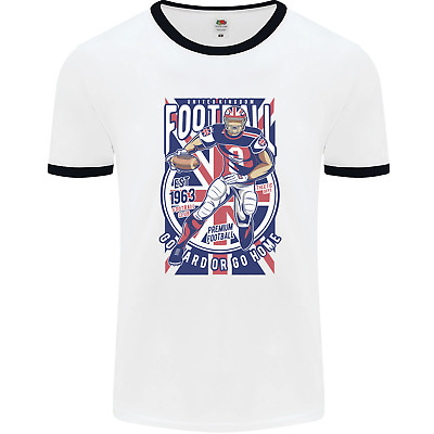 UK American Football Player Mens White Ringer T-Shirt