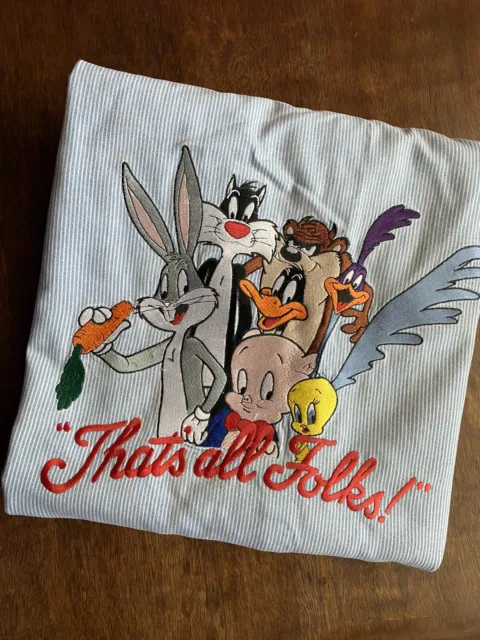 Vintage 90s Acme  Bugs Bunny Looney Tunes Jean Button-Down Shirt  Relaxed Fit L