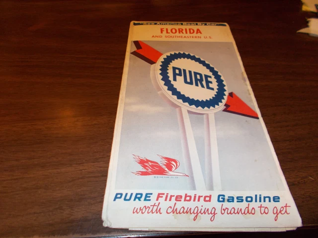 1965 Pure Oil Florida Vintage Road Map