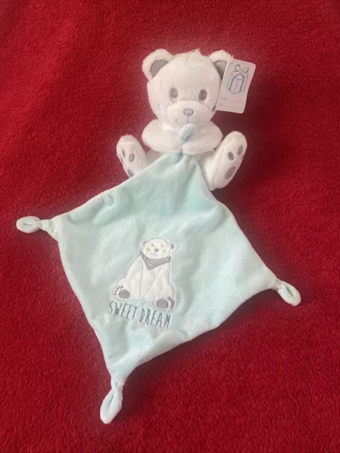 Doudou Mouchoir Ours Blanc Vert D Eau SWEET DREAM SIMBA TOYS 100 % NEUF