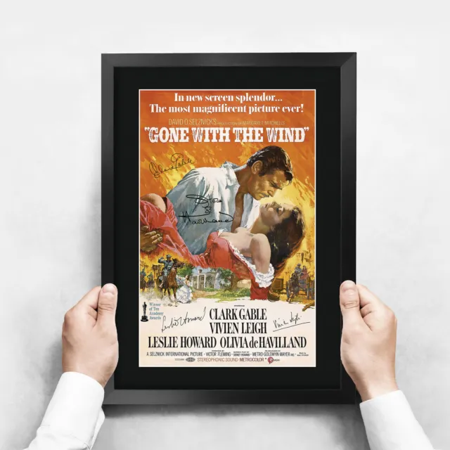 Gone with the Wind A3 Framed Clark Gable, Vivien Leigh Poster Signed Movie Fans 3