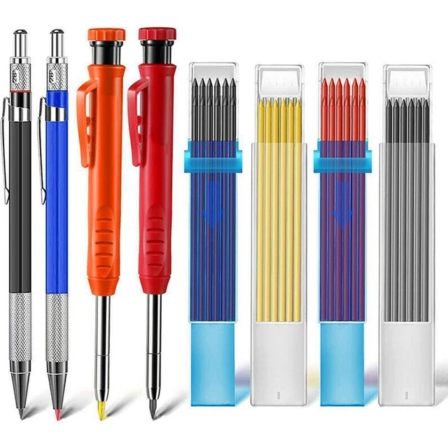 Marqueurs De Trous Profonds - Pointe 20mm, 4 Pièces Noir/bleu/rouge | Pour Bois, Métal, Plastique, Bricolage - 10