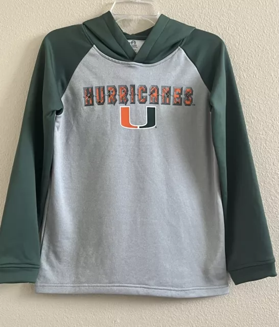 YOUTH LARGE ~ Boys University Miami Hurricanes Lightweight Dri-Fit Hoodie Jacket