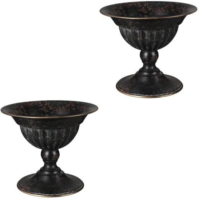 2x Contenedor de flores de trofeo rústico para plantadora de urnas de metal