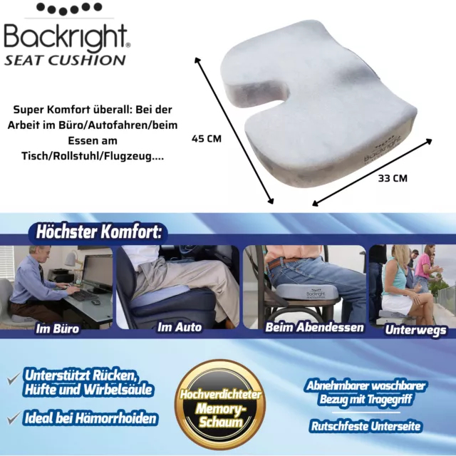 Orthopädisches Sitzkissen Memory Foam Backright Seat Cushion Best Direct® 3