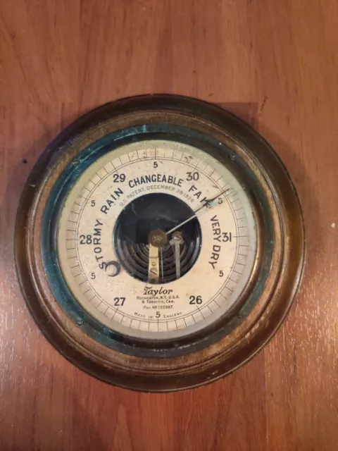 Vintage 1926 Taylor Wall Barometer Art Deco Rochester NY, Made in England Rare