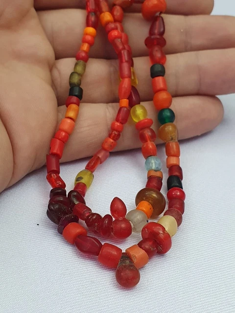 Beautiful Old Beads Ancient Multi Color Glass Beads Jewelry Necklace