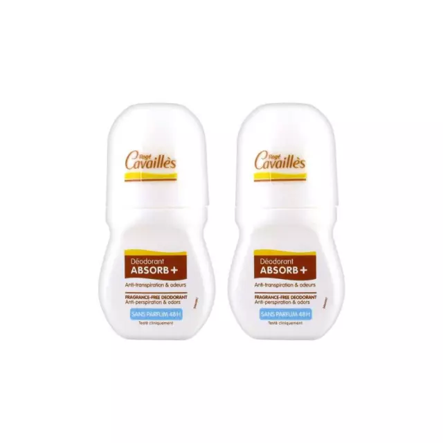 Rogé Cavaillès Déodorant Absorb+ Sans Parfum 48H Lot de 2 x 50 ml