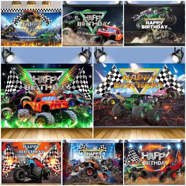 3D Monster Jam Truck Photography Backdrop Party Background Birthday Decor Gifts