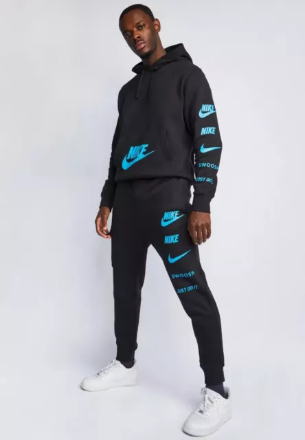 NIKE TRACKSUIT BIG Swoosh Men Tick Black White Large 65.00 PicClick UK