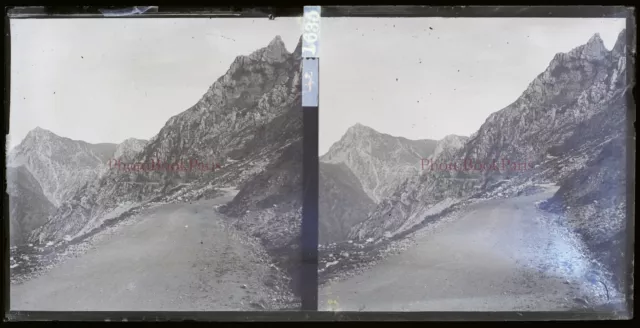 Vue de Montagne c1910 Photo NEGATIVE Plaque de verre Stereo Vintage V15L22n8