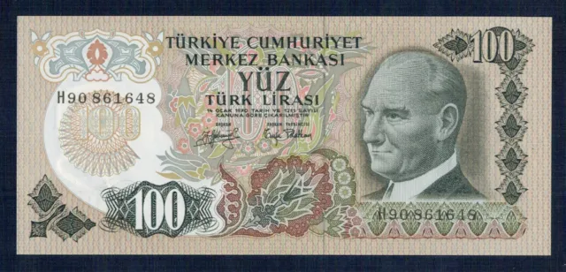 Turkey - 100 Lyre L1970 (1979) Prefix H P.M. No 189b Uncirculated Of Print -