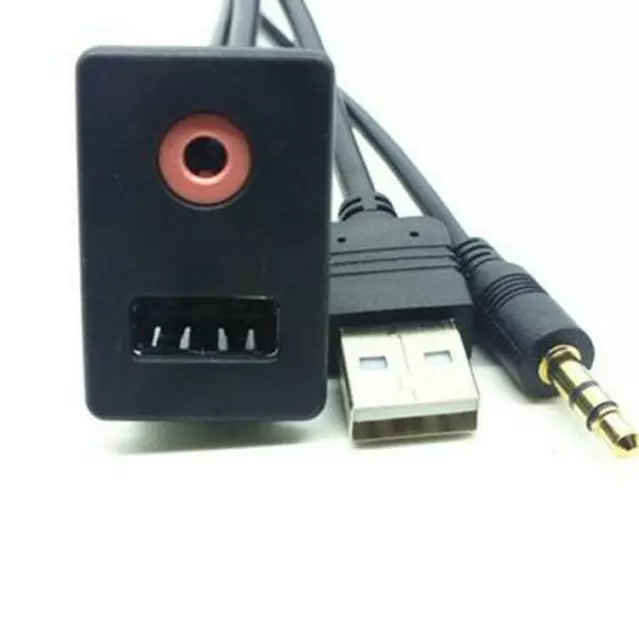 Car Flush Mounting Adapter Panel Dash Audio 3.5mm USB AUX Headphone Male Jack