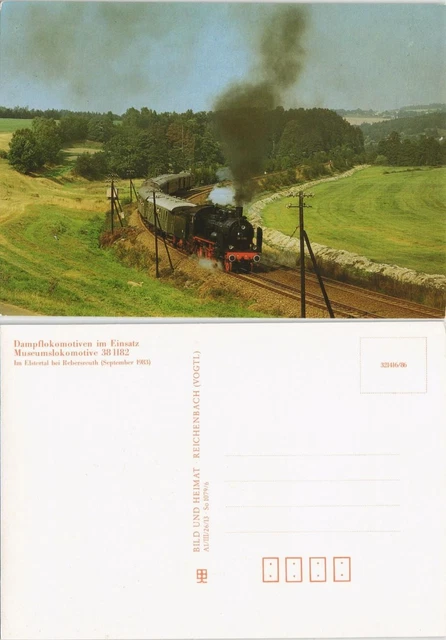 Ansichtskarte  Elstertal bei Rebersreuth Museums-Lokomotive 38 1182 1986