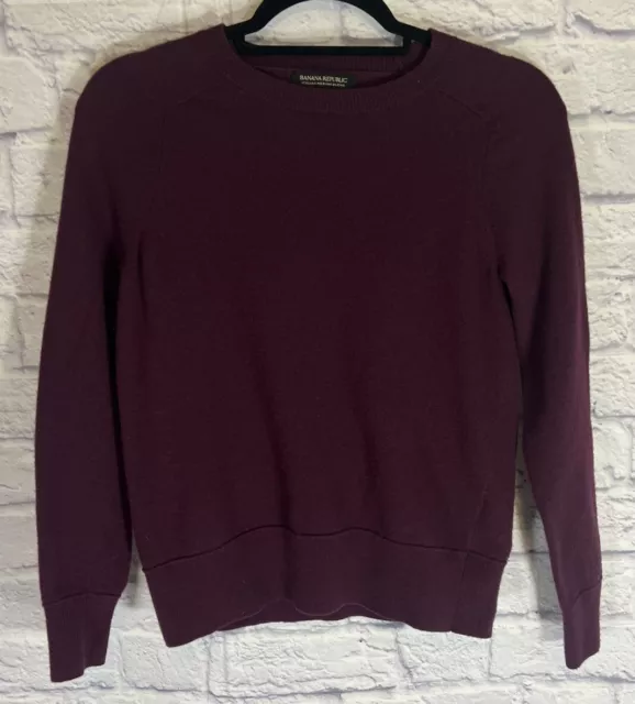 Banana Republic Womens Size Small Italian Merino Blend Pullover Sweater Burgundy