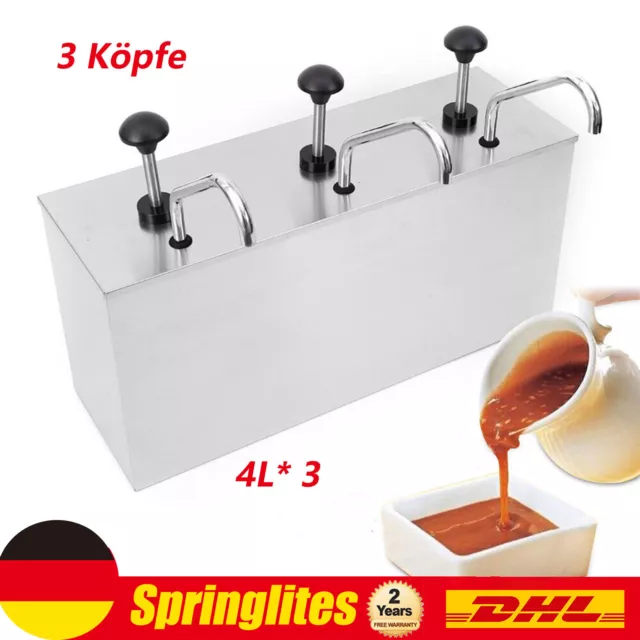 Saucenspender Senf Ketchup Spender Edelstahl Pump Soßenspender Dispenser 4L x 3
