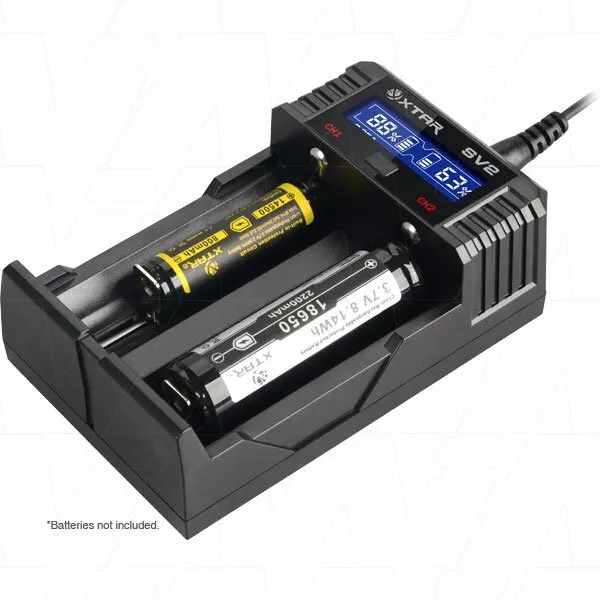 XTAR SV2 ROCKET 1-2 Cell Li-Ion Fast Battery Charger w/ Real Time LCD Display