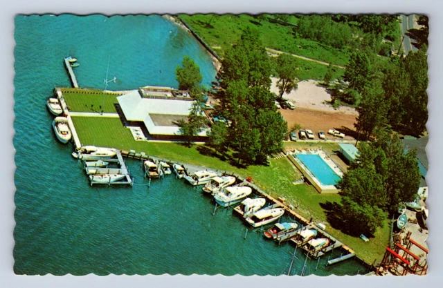 Vintage Holland Michigan Yacht Club, Lake Macatawa Ship Boat Postcard Ce