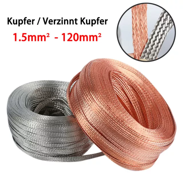 Masseband Kupfer+Kabelschuh Kupfergeflecht 2,5mm² 4mm² 6mm² - 120mm² Kupferband