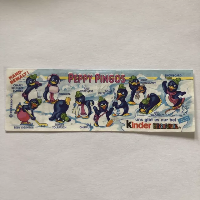 Üei Kinder Ferrero - HPF - BPZ Beipackzettel - Peppy Pingos - D/1992