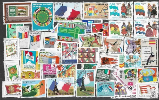 Flags 100 all different stamps collection  (B)       5/1/23