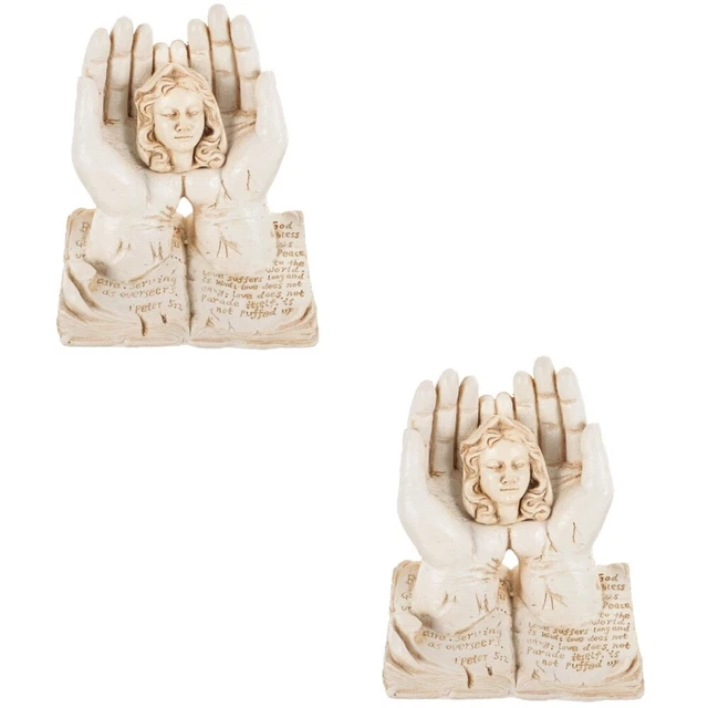 2 un. figuras de ángeles en estatua de la mano de Dios adorno de resina figura de mano