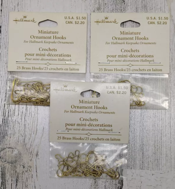 Hallmark Brass Miniature Ornament Hooks-25 per package
