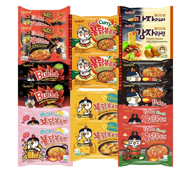 16 porzioni - pasta ramen sapore di pollo caldo Samyang Buldak - mix box - halal