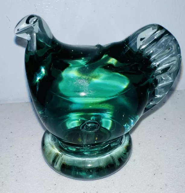 RARE Vintage Fenton LARGE Green Glass Turkey