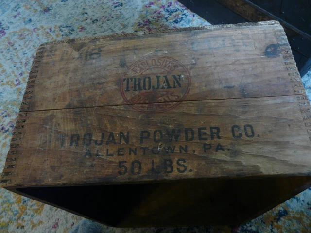 Vintage Trojan Powder ~ 50 LBS High Explosives Wood Crate Box