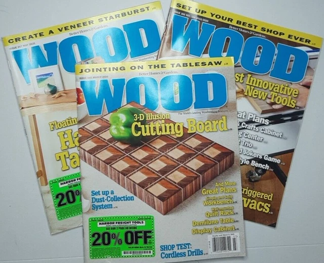WOOD MAGAZINE LOT of 3 Issues 2020 Better Homes Gardens Tool Review DIY
