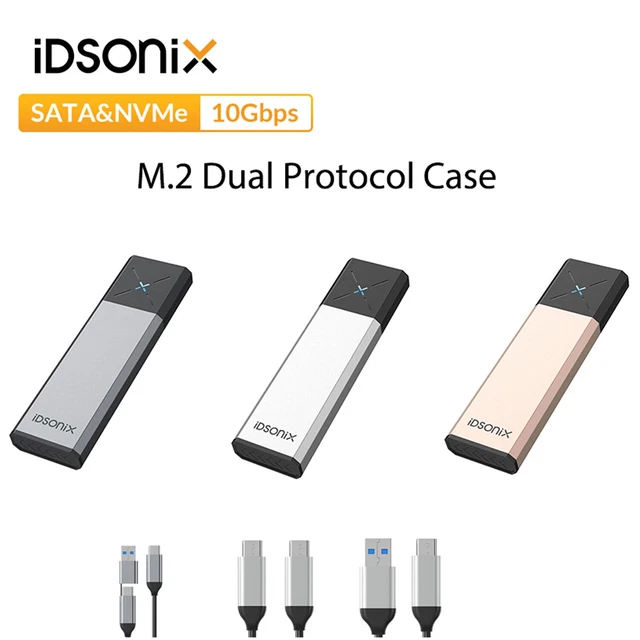 Boîtier SSD M.2 NVMe SATA IDSOniX Aluminium USB 3.2 Gen2 10Gbps - Sans Outil