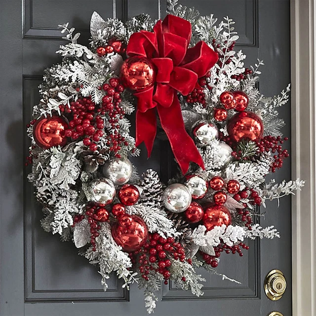 Artificial Christmas Door Wreath Xmas Wall Window Tree Hanging Ornament Decor AU