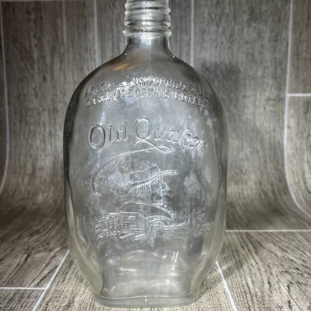 VINTAGE OLD QUAKER WHISKEY Bottle 7.5