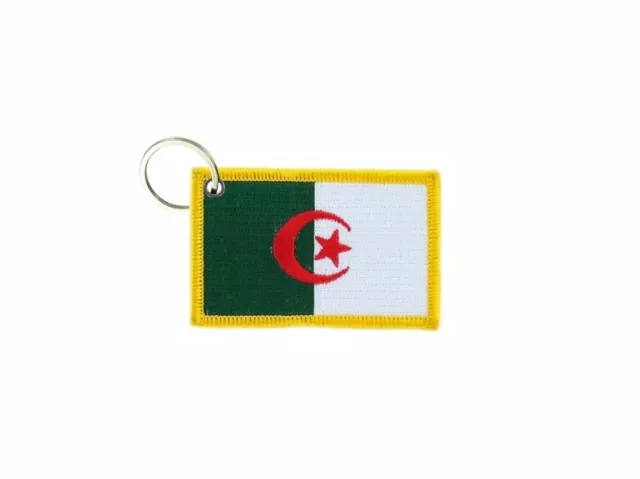 Porte cle cles clef brode patch ecusson badge drapeau algerie algerien