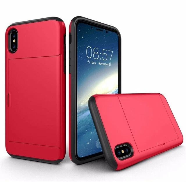 Slide Wallet Credit Card Slot PC Phone Case For iPhone 14 13 12 11 Pro Max 8 7SE
