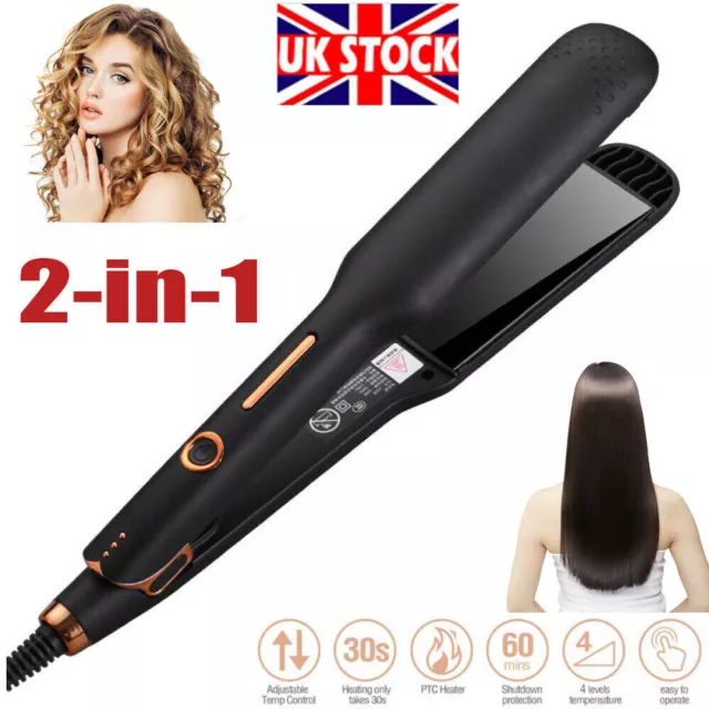 Hair Straightener Curler 2 in1 Salon Styling Nano Ceramic Flat Iron Hairstyling