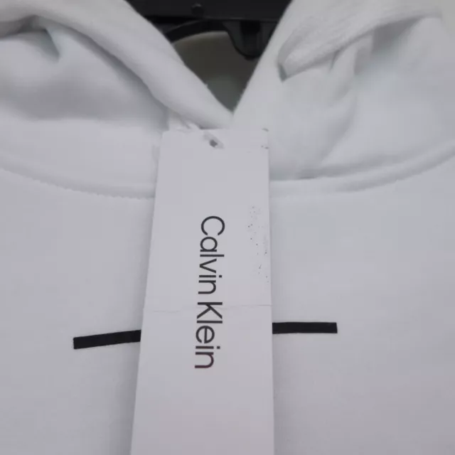 Calvin Klein Jeans Mens White Sportswear Pullover Streetwear Hoodie Sweatshirt L 3