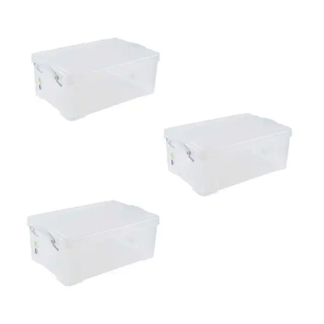 Caja Realmente Útil 9L Manijas Blancas Transparentes Paquete de 3