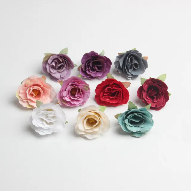 10pcs 5cm Colorful Artificial Rose Heads Silk Flower Heads for DIY Wedding Decor