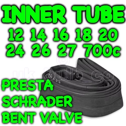 Cycle Inner Tube Sizes 10" 12" 14" 16" 18" 20" 24" 26" 700c 700