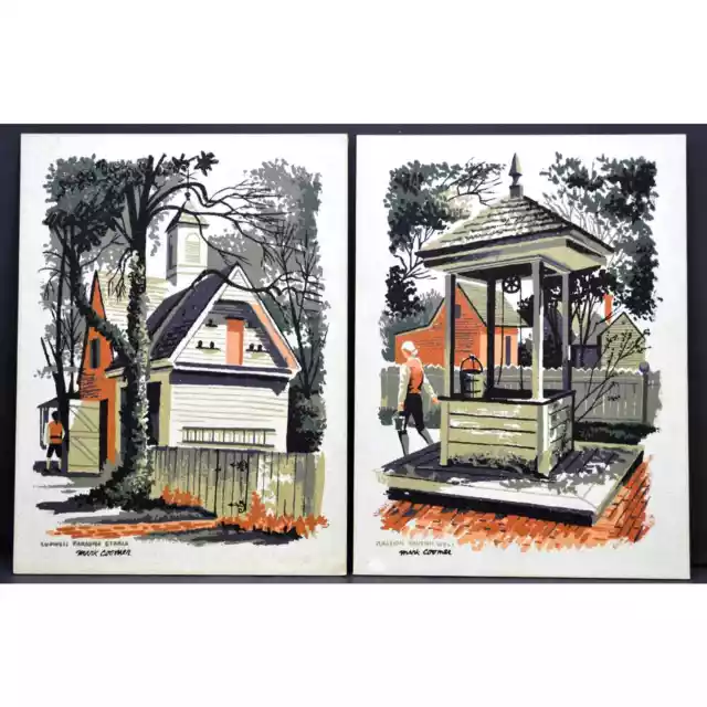 Lot of 2 Framed Mark Coomer Serigraphs - Georgetown & New Orleans MCM Art  Prints