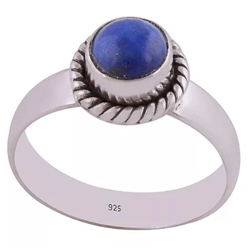 Women 925 Sterling Real Silver Lapis Gemstone Solid Handmade Beautiful Ring