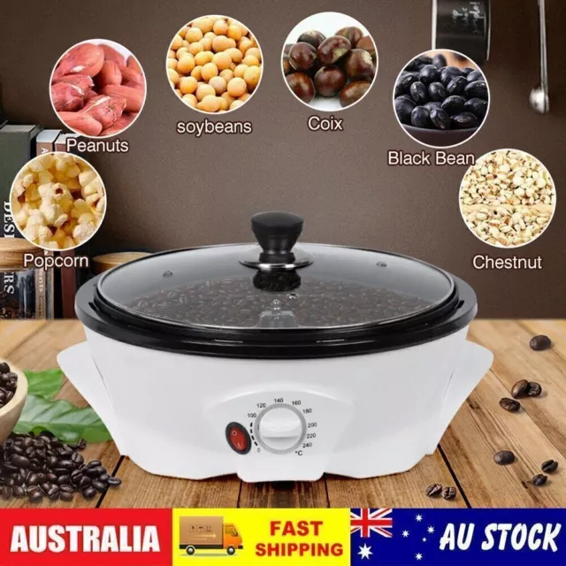 Electric Coffee Bean Roaster Coffee Nut Baking Machine Non-stick Roasting Pot AU