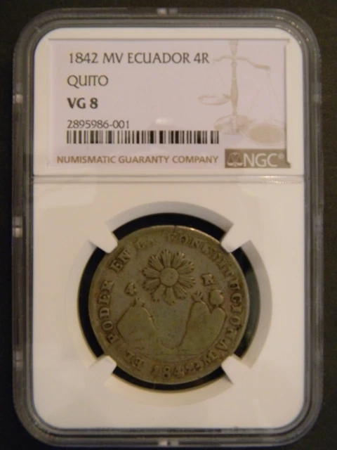Ecuador 4 reales 1842 MV; K-24
