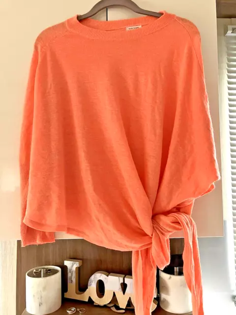 River Island Slant Jersey Tie Top Summer Knit Peach Marl Size 12-14 Drapey