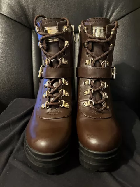 Guess Canaly Platform Women's Combat Boots Dark Brown Size 6 Medium Width